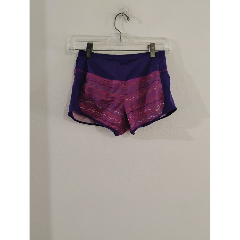 Nike Dri-FIT Running Shorts Purple Magenta Wavy Pattern Womens XS